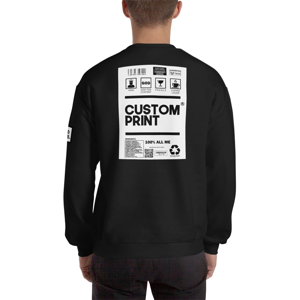 Custom Word Back Print Unisex Sweatshirt